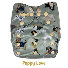 Load image into Gallery viewer, Butternut Exclusive Print Pocket Nappies (with Charcoal Stay Dry Lining)